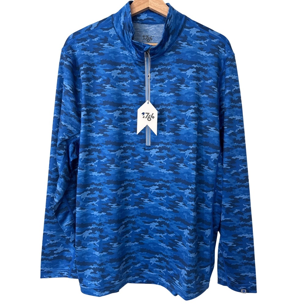 1764 Golf 1/2 Zip Pullover Blue‎ Camo Long Sleeve Size Medium NWT